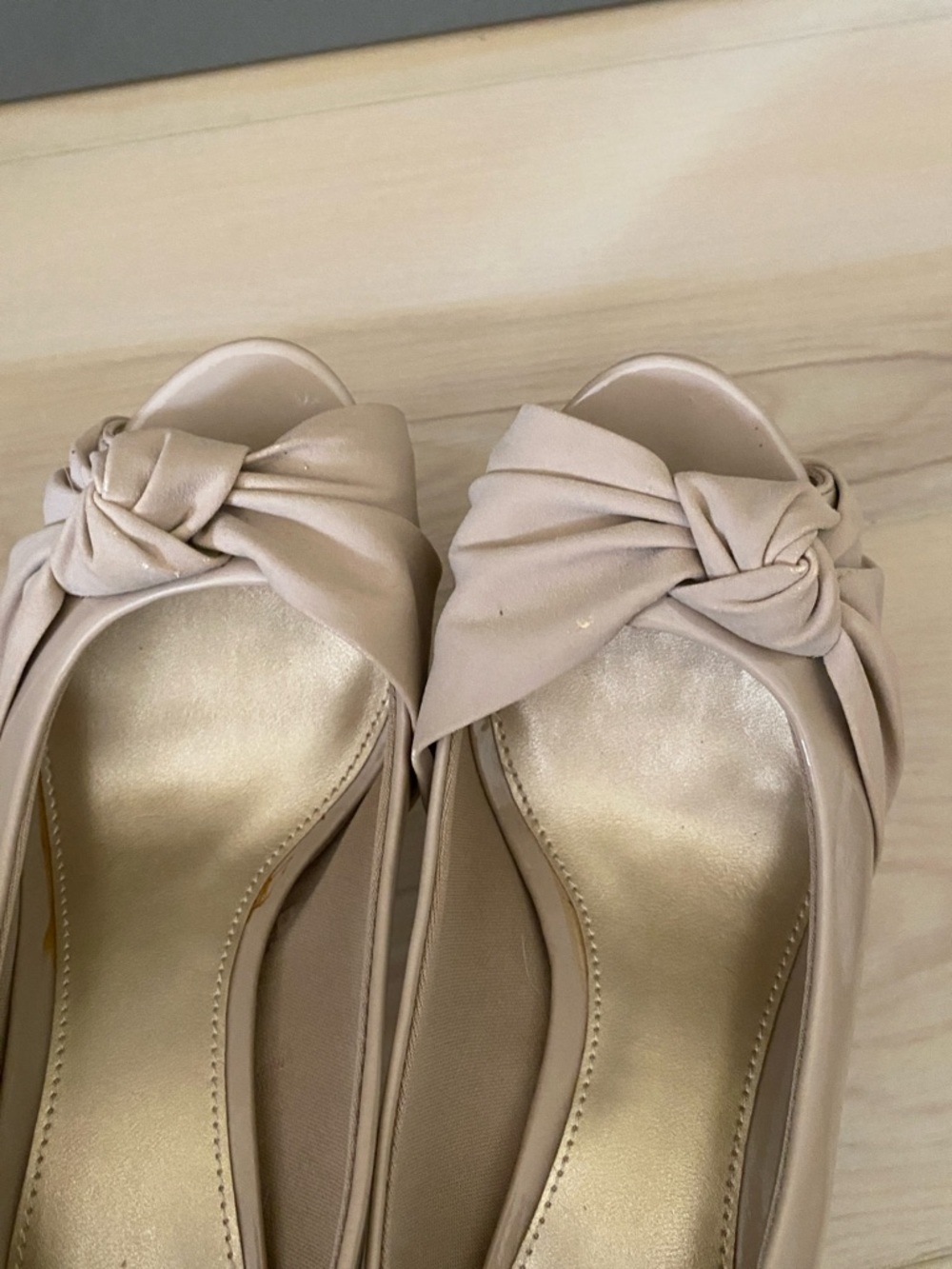 Fioni Nude Knot Peep-Toe Stiletto Heels 7W - Picture 6 of 7
